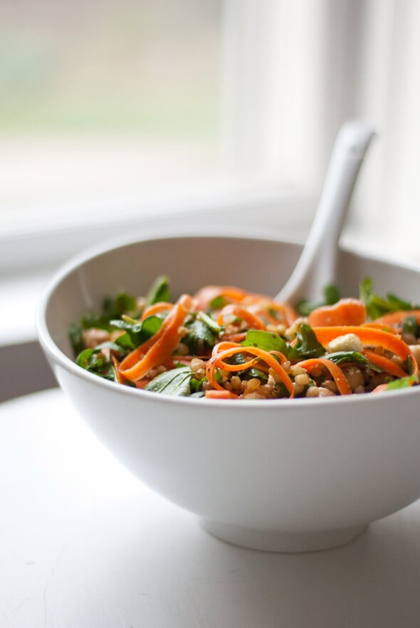 Arugula, carrot and chickpea salad with wheat berries by Cookie and Kate