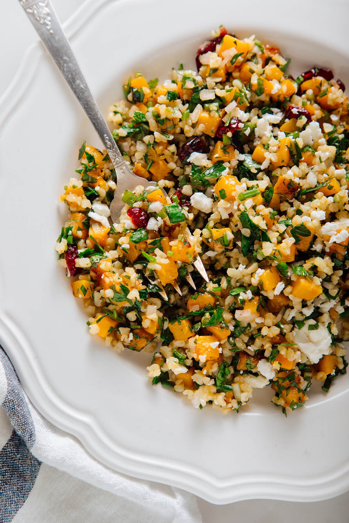 butternut tabbouleh on plate