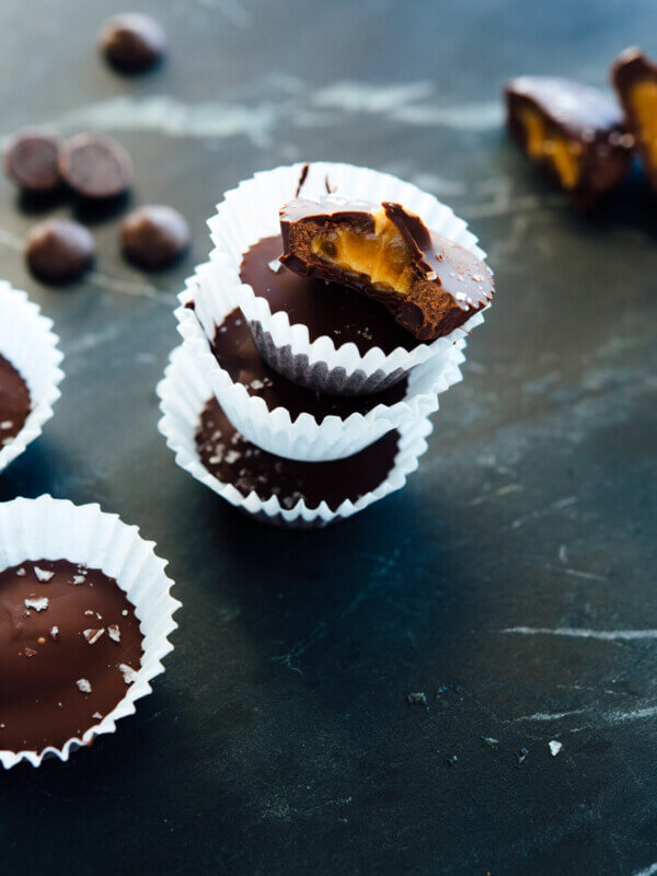 Irresistible homemade dark chocolate mini peanut butter cups! Only 3 ingredients required (Ok, 4 if you add flaky sea salt, so good!).