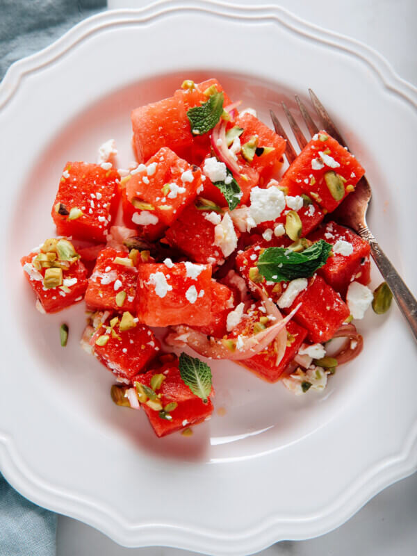 watermelon salad on plate
